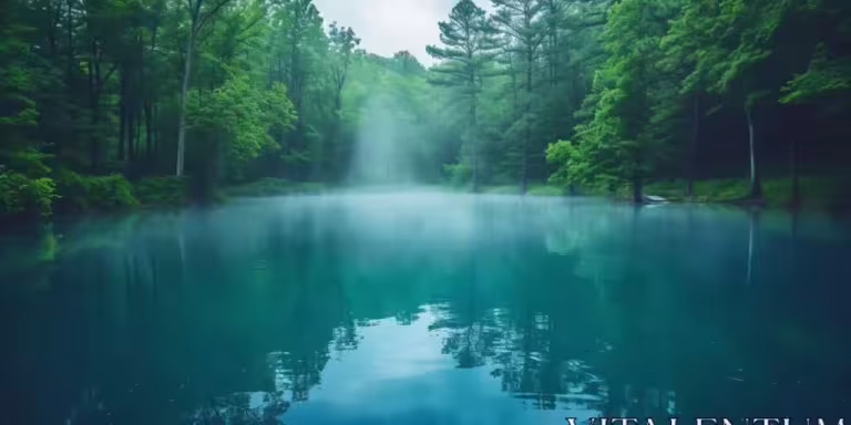 tranquil forest with a serene lake