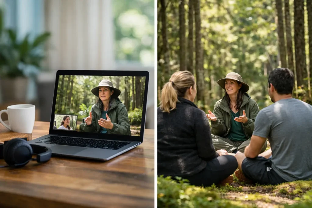 Online vs In Person Forest Bathing Training